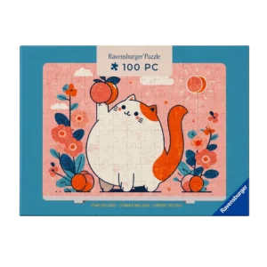 Ravensburger-kot-z-brzoskwiniami-ze-stojakiem Puzzle Mini 100: Smak brzoskwiń
